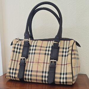 Plaid Designer Handbag with Black Accents